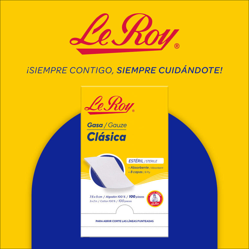 Gasa Leroy Estéril 8 Capas 7.5x5 Cm Caja 100 Unidades Algodón