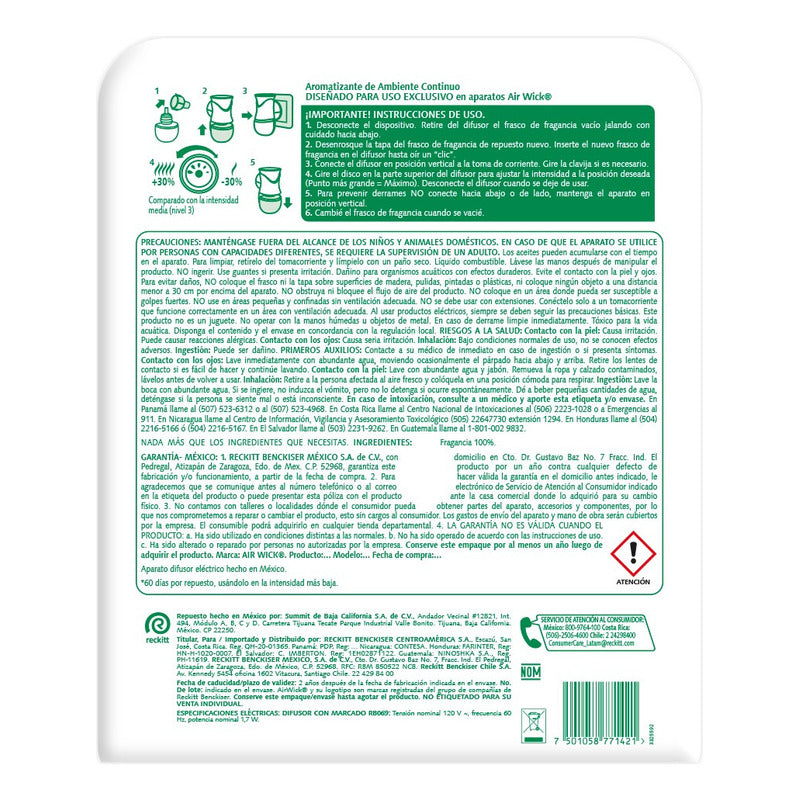 Air Wick® Aromatizante Eléctrico, Noches De Bengala & Ponche Navideño, 1 Difusor + 9 Repuestos De 20 Ml C/u