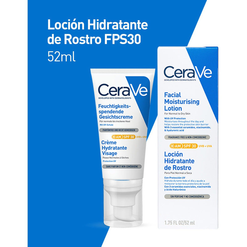 Cerave Loción Hidratante De Rostro Fps30 52ml Todo Tipo De Piel Día