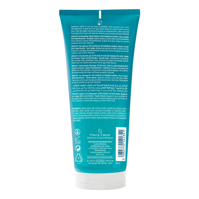 Ducray Keracnyl Gel Limpiador Anti Acné Para Rostro Y Cuerpo