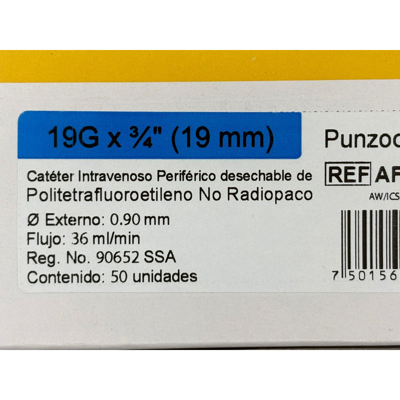 Punzocat Catéter 19gx19mm (3/4) Azul Claro 5 Piezas