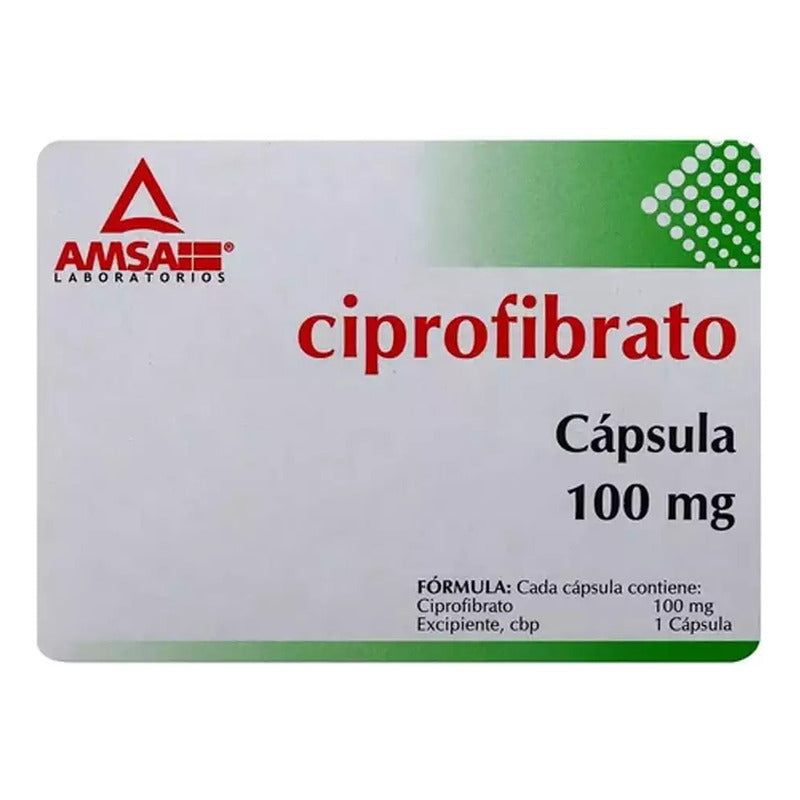 Ciprofibrato Hipolipemiante 100mg 30 Cápsulas Amsa