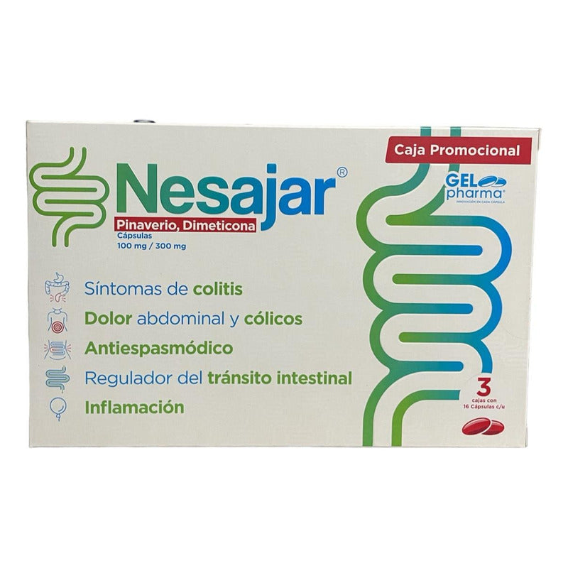 Nesajar Pinaverio Dimeticona Cápsulas 3 Cajas 16 Cap C/u