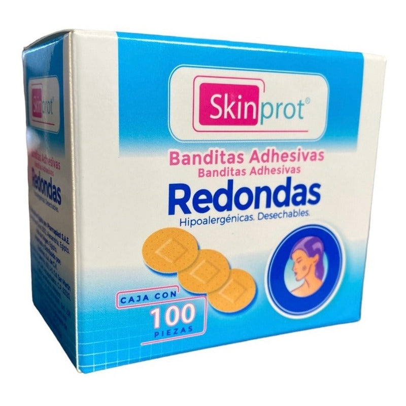 Banditas Adhesivas Redondas 25mm, Curitas Skinprot C/100 Pzs