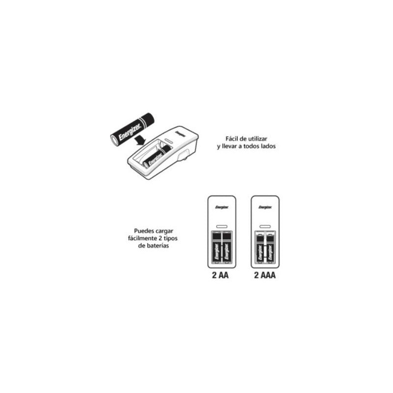 Kit Energizer Cargador Mini Con Pilas Aa Y Aaa