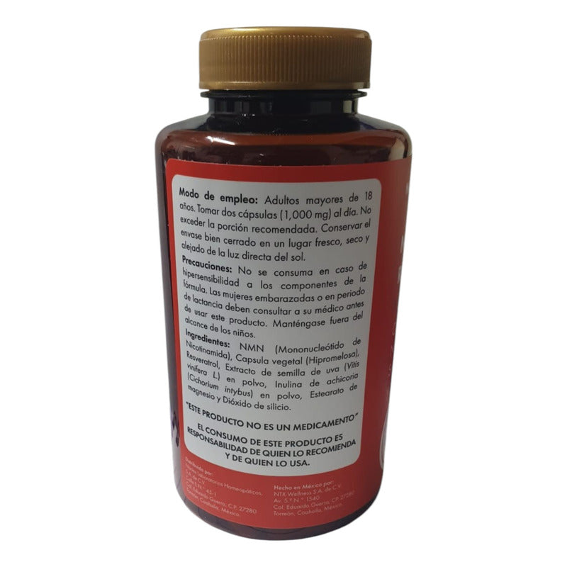 Nartex Nmn+resveratrol, Semilla De Uva Y Fibra 60caps 500mg Sin Sabor