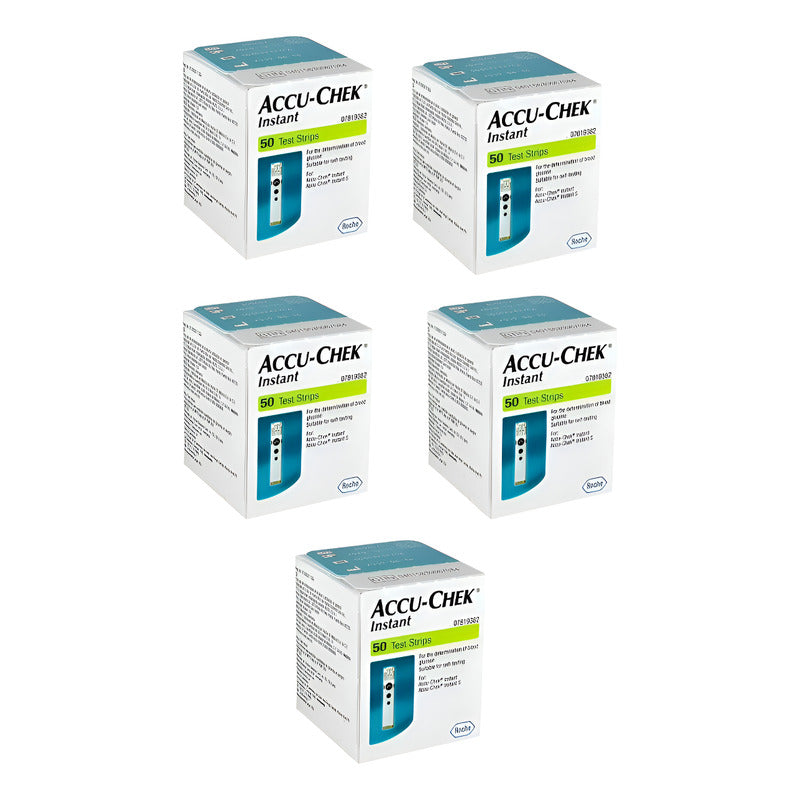 Pack 5 Accu Check Instant C/50 Tiras Reactivas De Glucosa Negro