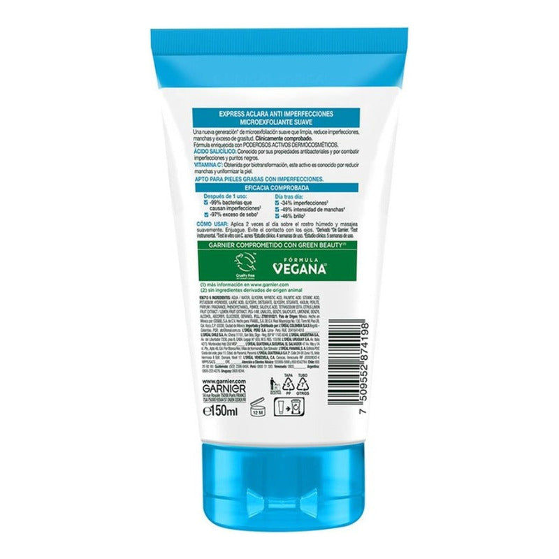 Garnier Skin Active Limpiador Profundo Exfoliante Antiimperfecciones Con Ácido Salicílico Y Vitamina C, 150ml