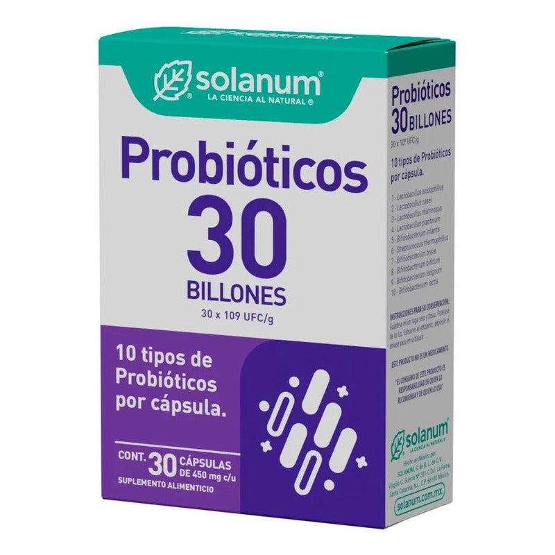 Solanum Probióticos 30 Billones 10 Tipos Por Capsula 30cp