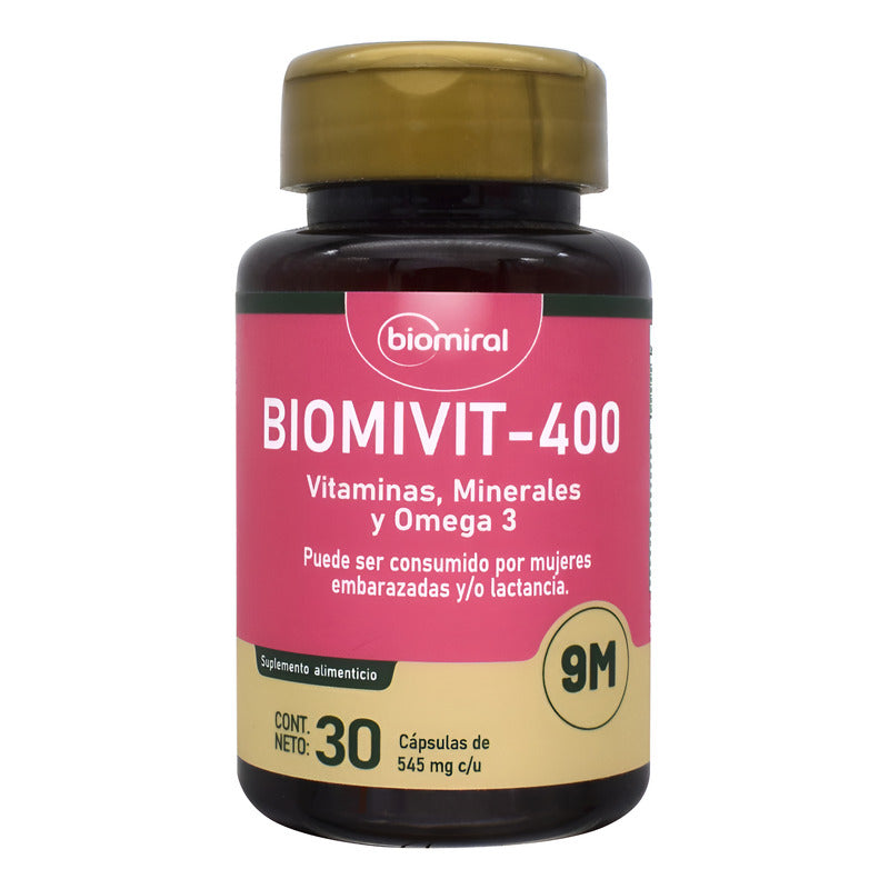 Biomivit 400 Biomiral Vitaminas Minerales Y Omega 3 30 Caps - Sin Sabor