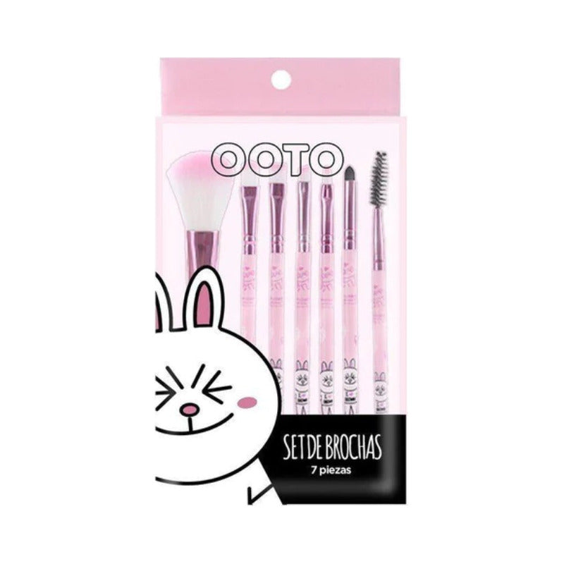 Set De Brochas Para Maquillaje Ooto 7 Piezas Color Rosa
