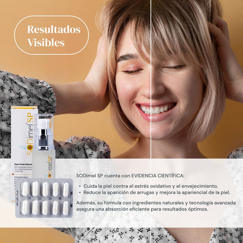 Serum Antioxidante Sodimel Sp De Farmapiel Día/noche 30g Con Superoxido Dismutasa Previene El Envejecimiento Prematuro Por Los Radicales Libres Protección Contra Rayos Uv Y La Contaminación Antiedad