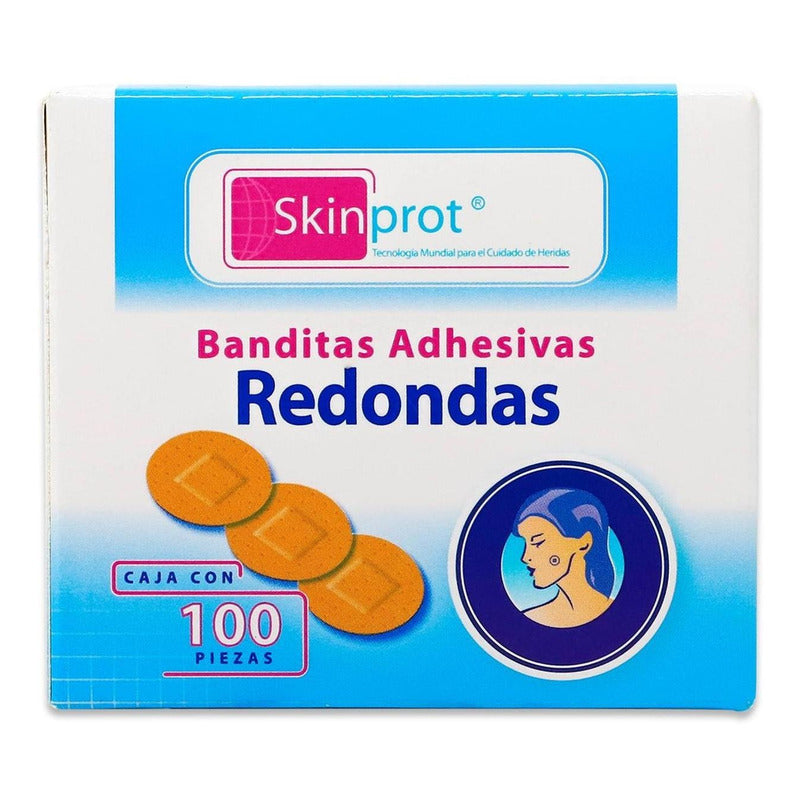 Banditas Adhesivas Redondas 25mm, Curitas Skinprot C/100 Pzs