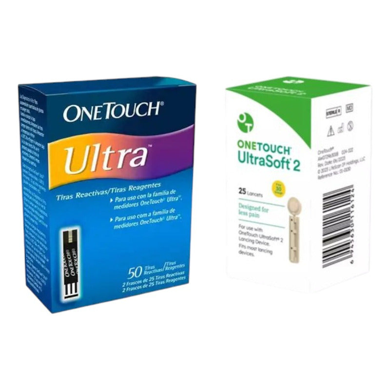 One Touch Ultra Pack 50 Tiras Y 25 Lancetas Color Azul
