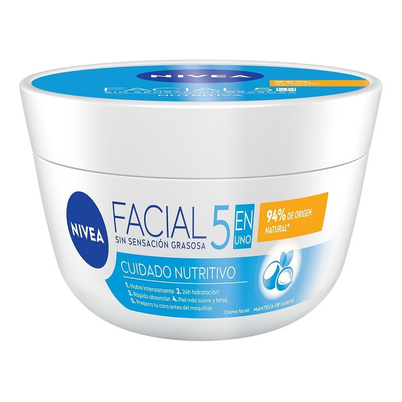 Nivea Crema Facial Hidratante 5 En 1 De Sensación Ligera, Todo Tipo De Piel, 375ml