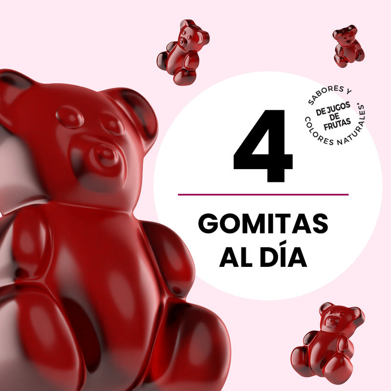 Belabear Ácido Hialurónico 60 Gomitas Fruit Mix Solanum Granada, Mangosteen, Noni, Goji, Colágeno. Frambuesa
