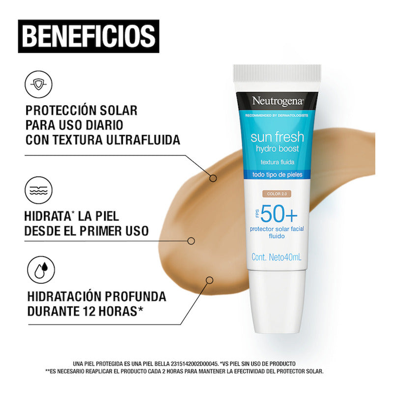 Neutrogena Sun Fresh Hydro Boost Tono Claro Fps 50+ 40ml