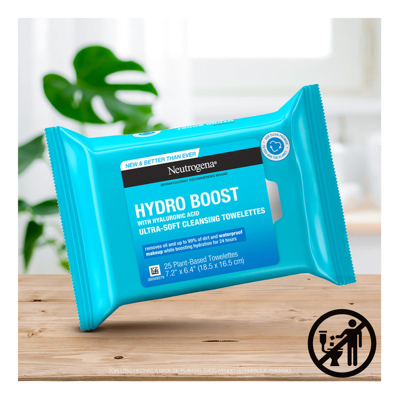 Toallitas Limpiadoras Neutrogena Hydro Boost 25 Pzs - Todo Tipo De Piel - Día/noche