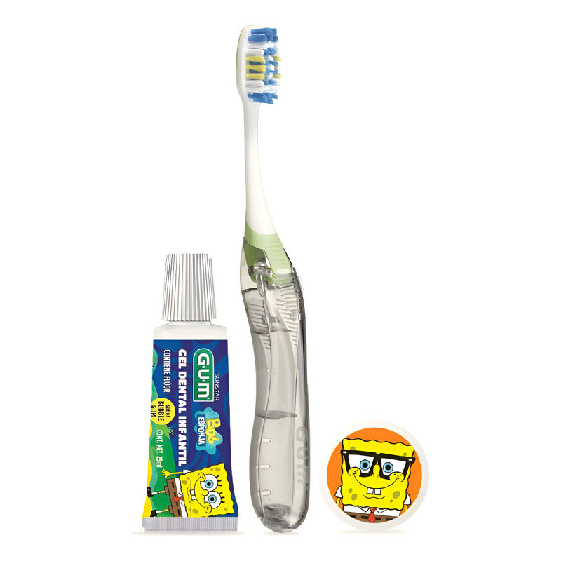 Gum® Kit De Viaje Bob Esponja Cepillo Plegable+pasta+goma Transparente