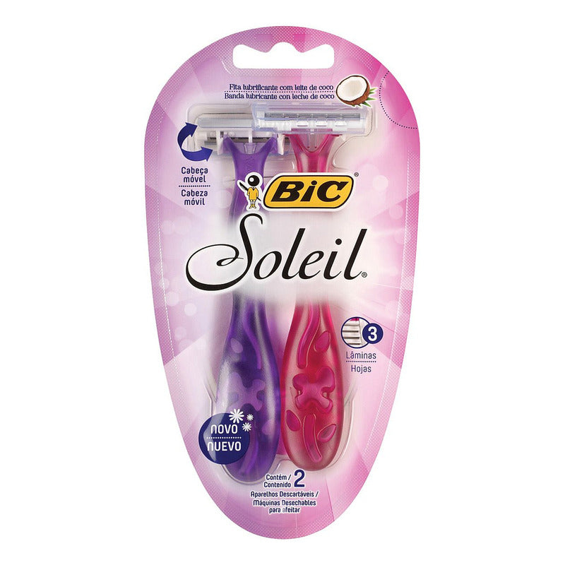 Rastrillos Desechables Bic Soleil Rosa-morado 2 Piezas