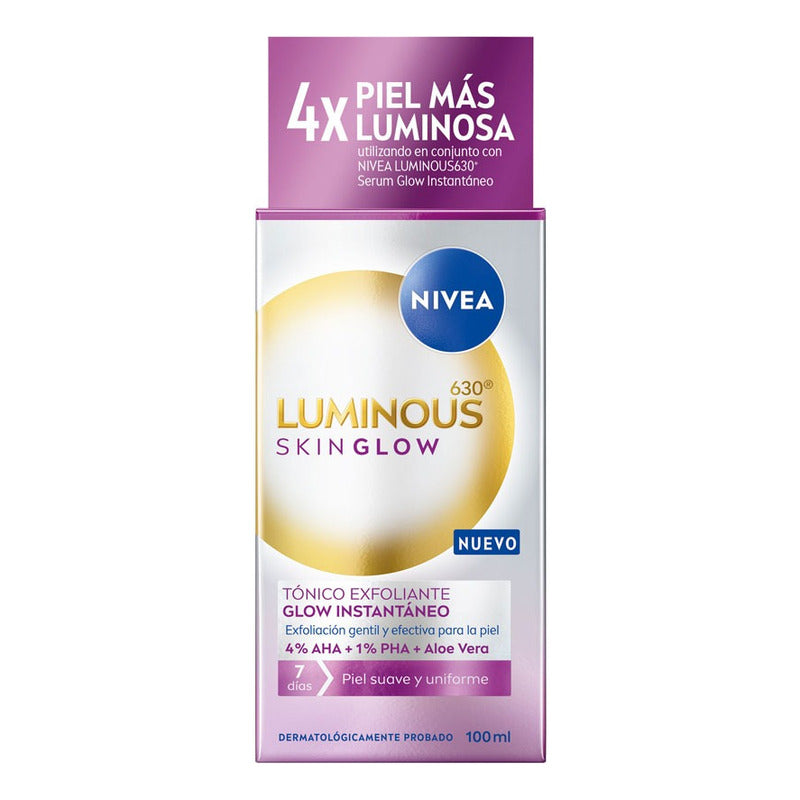 Nivea Luminous Skin Glow Tonico Exfoliante  100ml Todo Tipo De Piel Día/noche