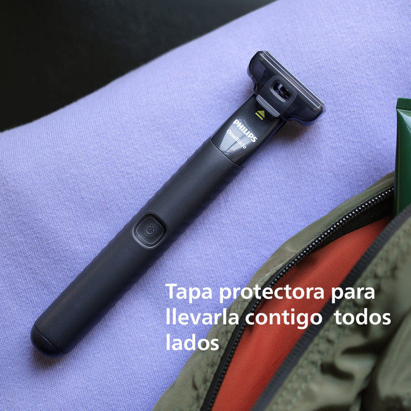 Afeitadora Philips One Blade Qp1424 Gris Con 2 Peines Guía - Verde