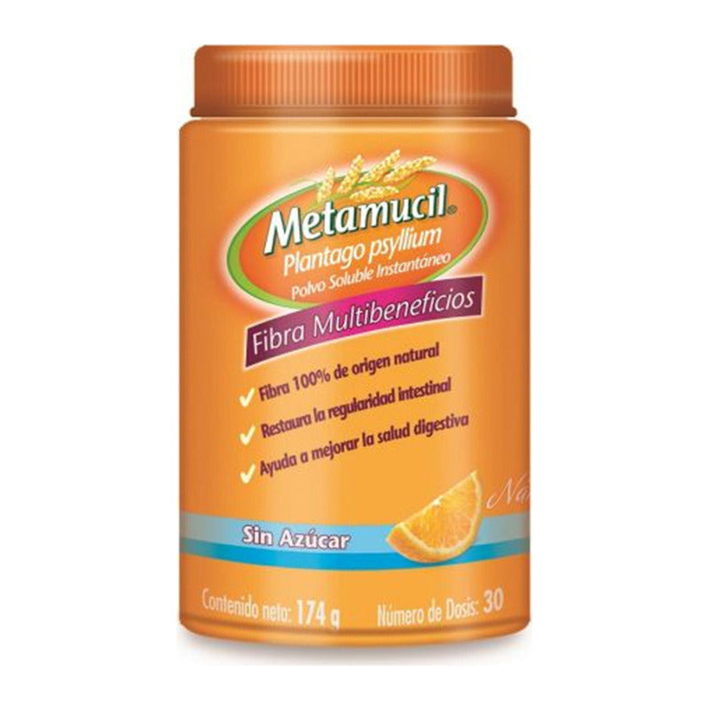 Metamucil Polvo Sabor Naranja, 1 Bote 174 G