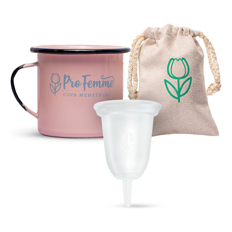 Profemme Copa Menstrual Modelo 1 Mediana + Taza De Peltre Color Blanco Talla Mediano