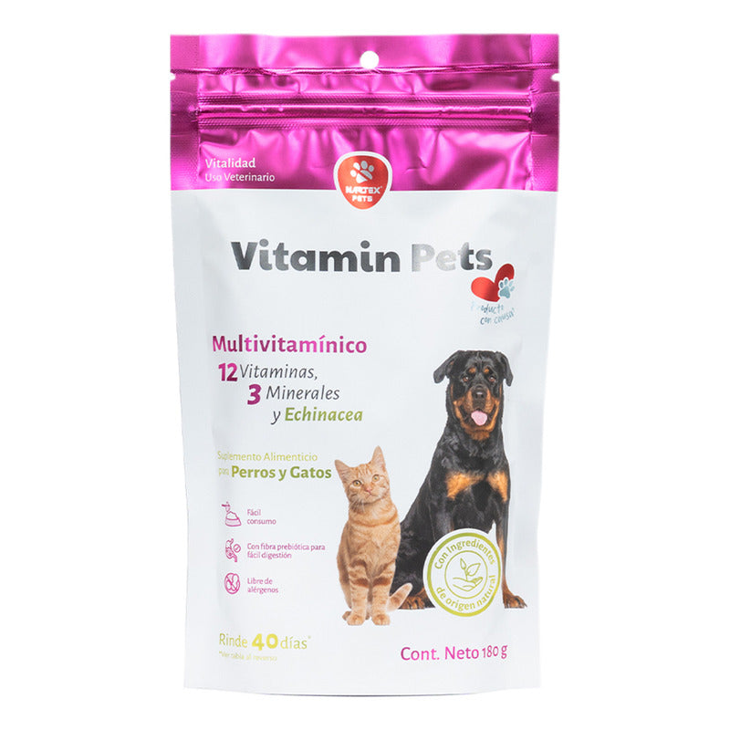 Vitamin Pets Nartex 180g  Suplemento Multivitamínico Para Perros Y Gatos  Apoya Sistema Inmune, Energía, Piel Y Pelaje  Uso Diario Para Mascotas De Todas Las Edades