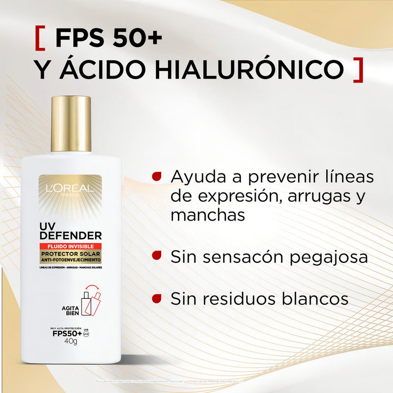 Protector Solar L'oréal Uv Anti-fotoenvejecimiento 2pzs 40g