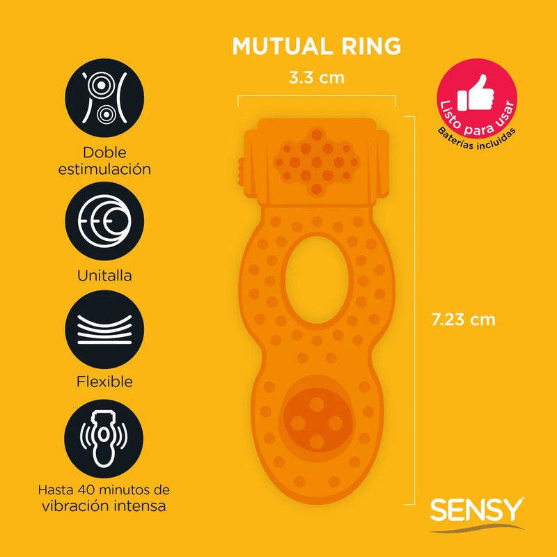 Anillo Vibrador Sensy Para Estimulación Mutua Color Naranja
