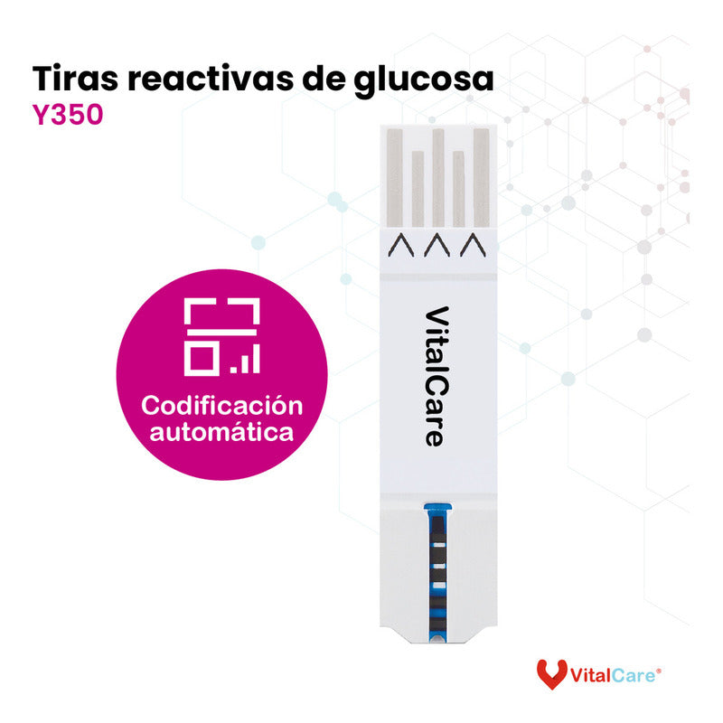 Vitalcare 50 Tiras Reactivas Para Medidor De Glucosa  310 Blanco