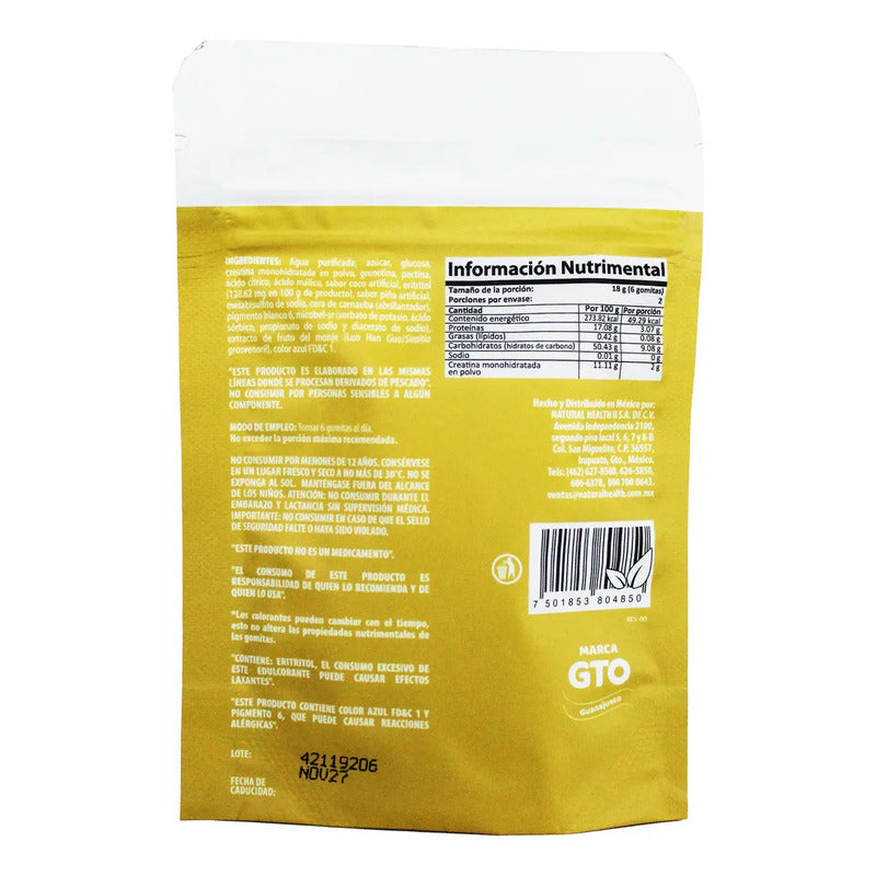 Natura Health Creatina Monohidratada Gomitas Piña Coco 14pz Piña-coco