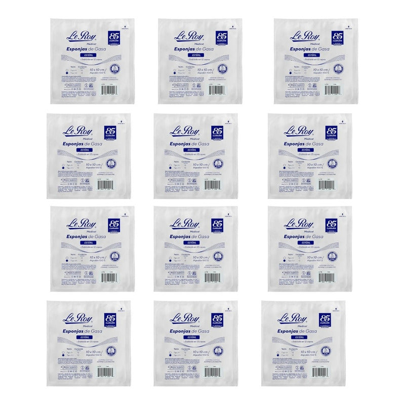 Esponja De Gasa Estéril Tejido 12 Capas De 10 X 10 Cm 12pz