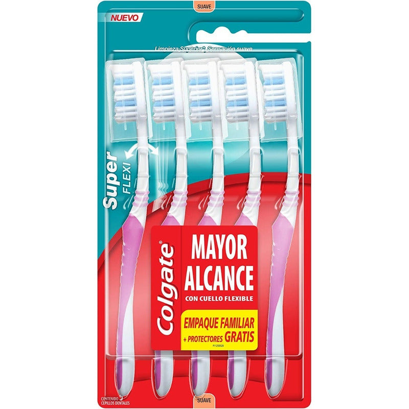 Colgate 5 Cepillos Super Flexy Con Portacabezas Gratis