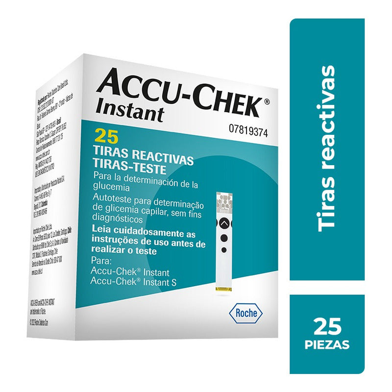 Tiras Reactivas Accu-chek Instant - Caja Con 25 Unidades Turquesa