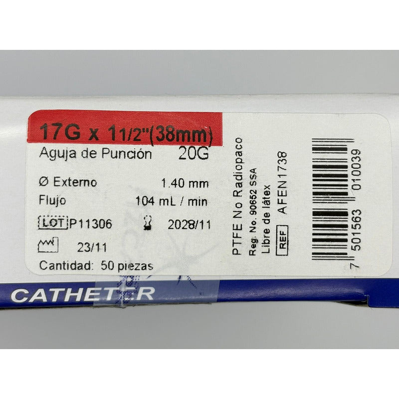 Punzocat Catéter 17gx38mm (1 1/2) Roja 5 Piezas