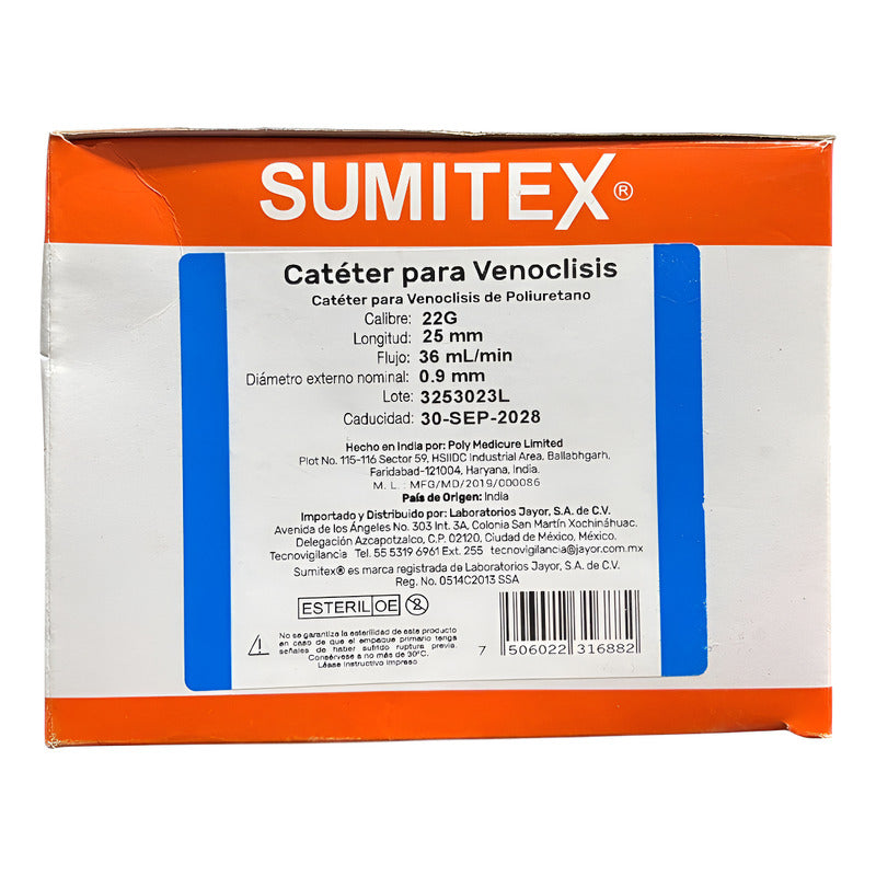 Catéter Para Venoclisis Sumitex Caja Con 50pzs