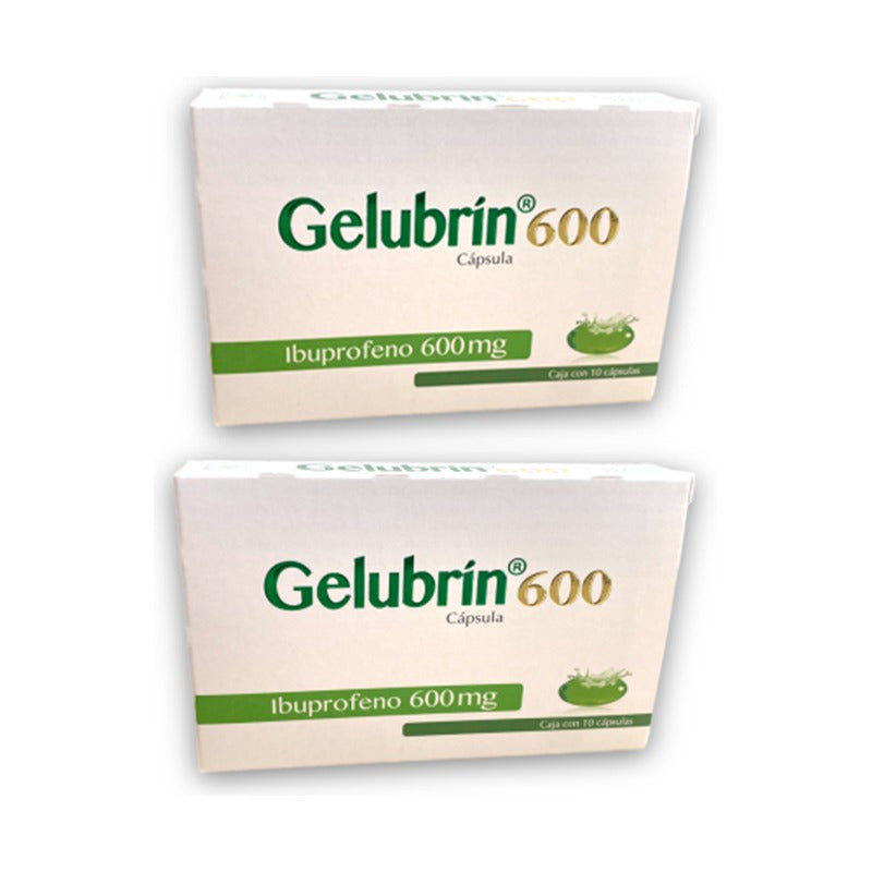 2 Cajas Gelubrín Ibuprofeno 600mg 10 Cápsulas