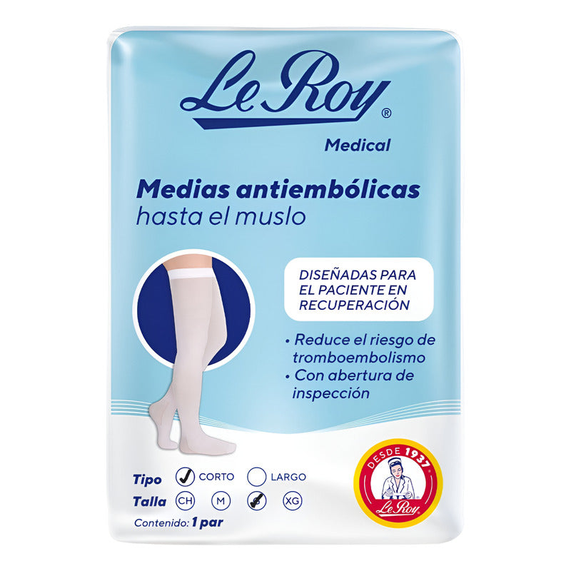 Medias Antiembolicas Leroy Hasta El Muslo Tipo Corto
