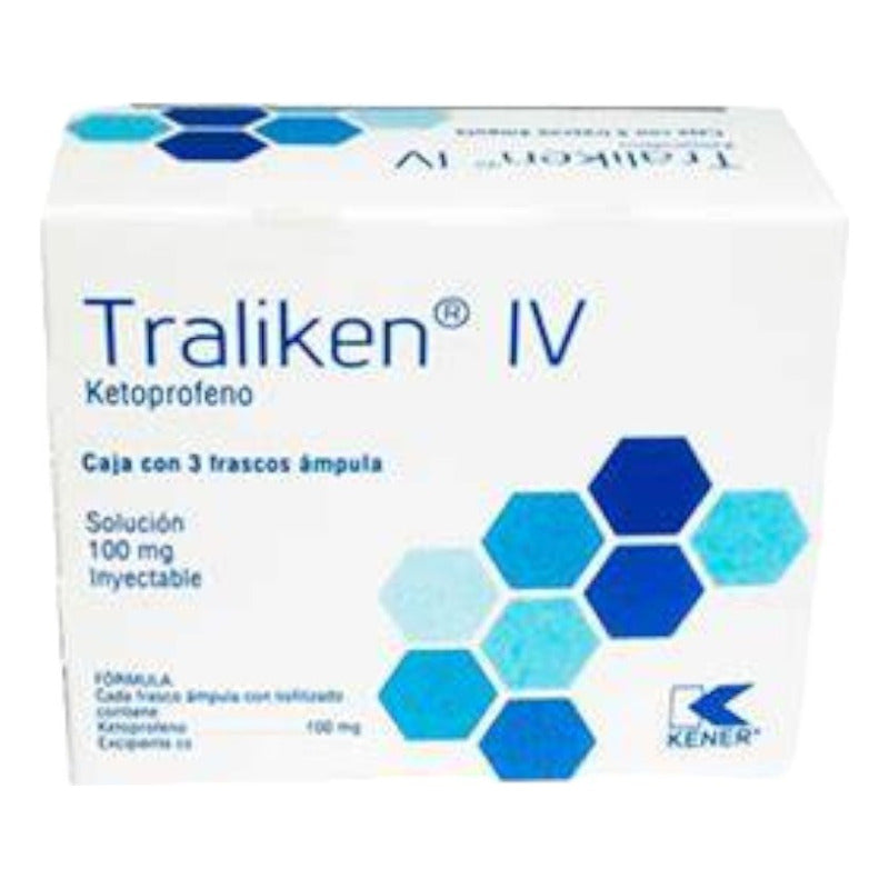 Traliken Iv Ketoprofeno Sol 100 Mg Iny 3 Frasco