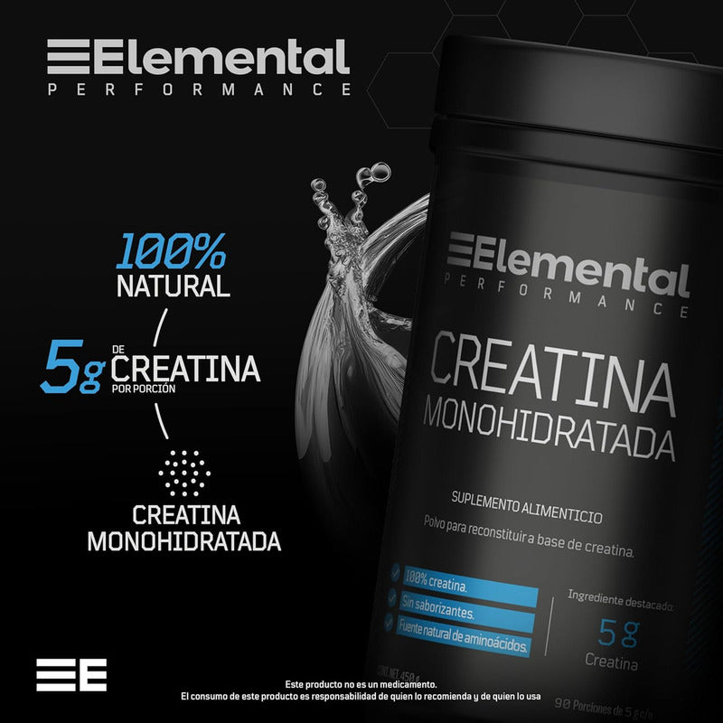 Elemental Performance Creatina Monohidratada 90 Porciones De 5g S/saborizantes 450g