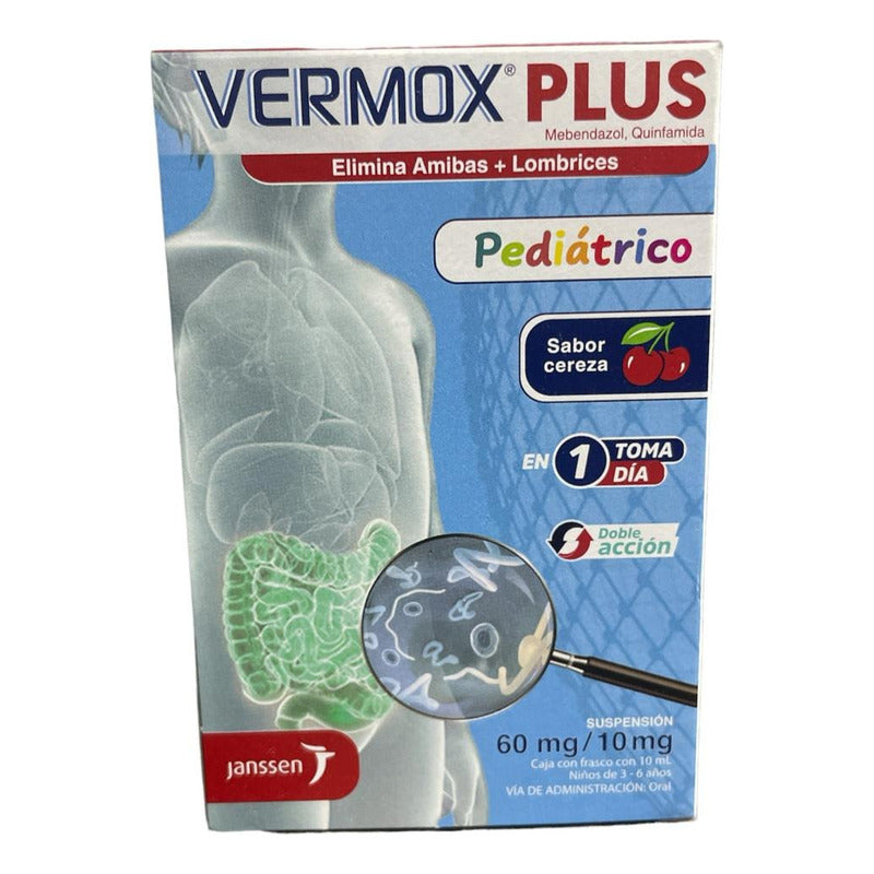 Vermox Plus Pediátrico Suspensión Sabor Cereza Frasco 10ml