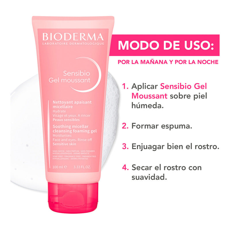 Bioderma Sensibio Gel Moussant Micelar Limpiador Suave Para Piel Sensible, 100 Ml