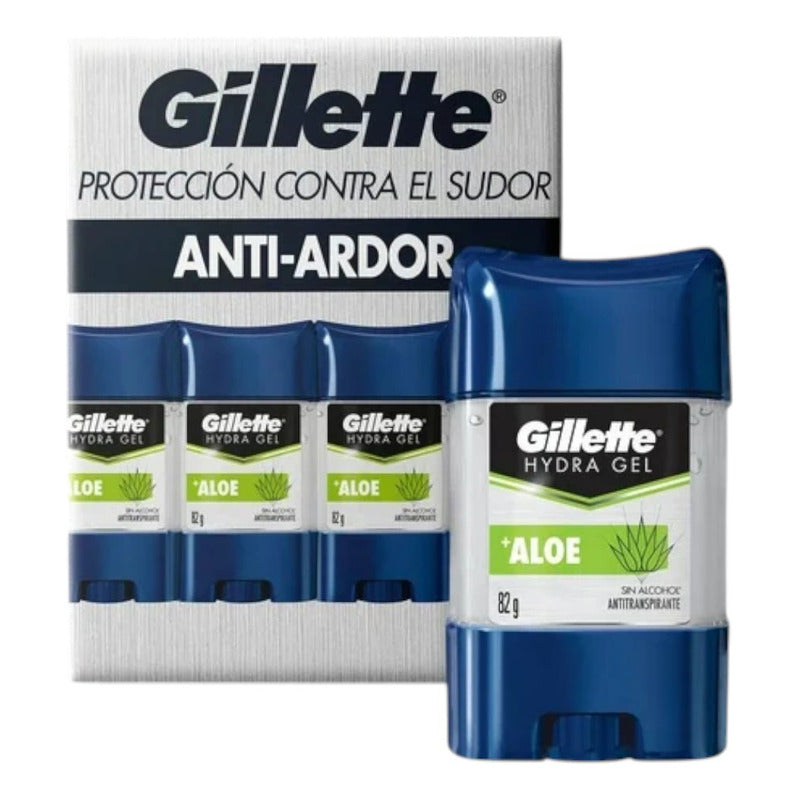 Gillete Gel Antitranspirante Hydra Gel Aloe 4pzas De 82g C/u Aloe Vera