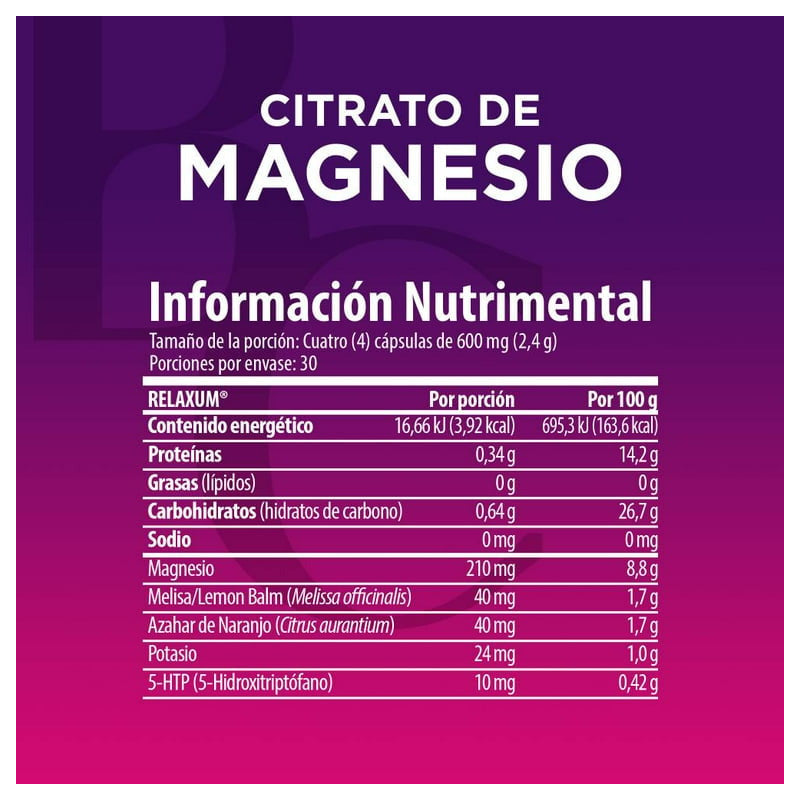 Belacaps Citrato De Magnesio 120 Cápsulas600 Mg Sabor Melisa - Melisa