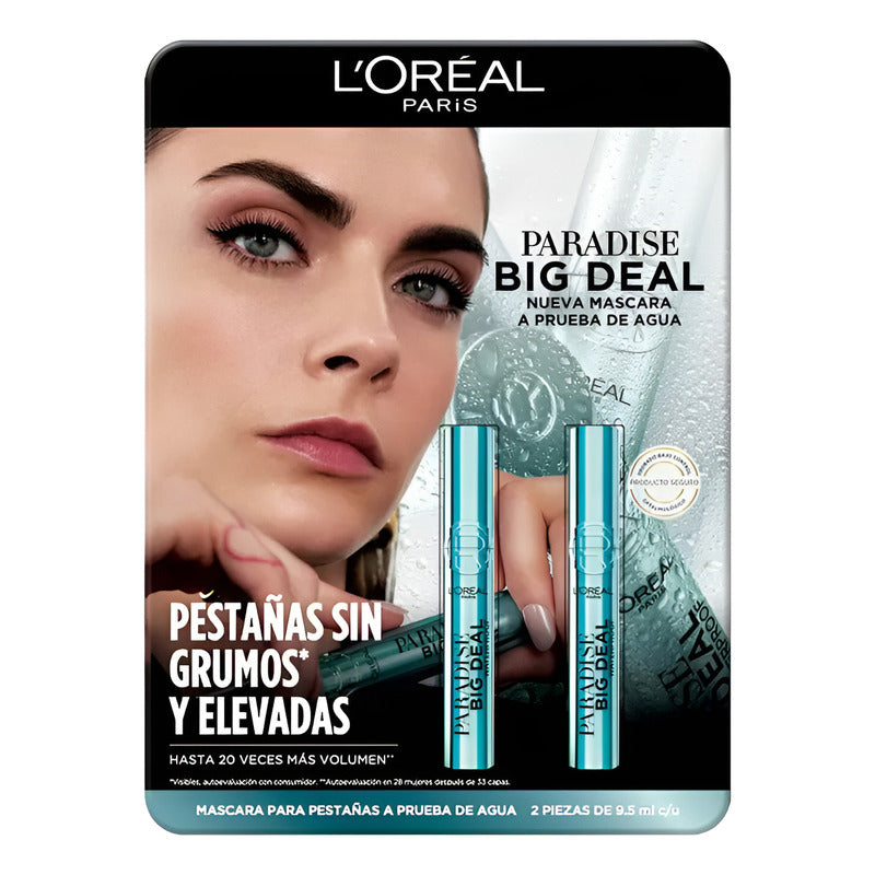 L'oréal Big Deal Mascara De Pestañas A Prueba De Agua 2 Pzas - Negro