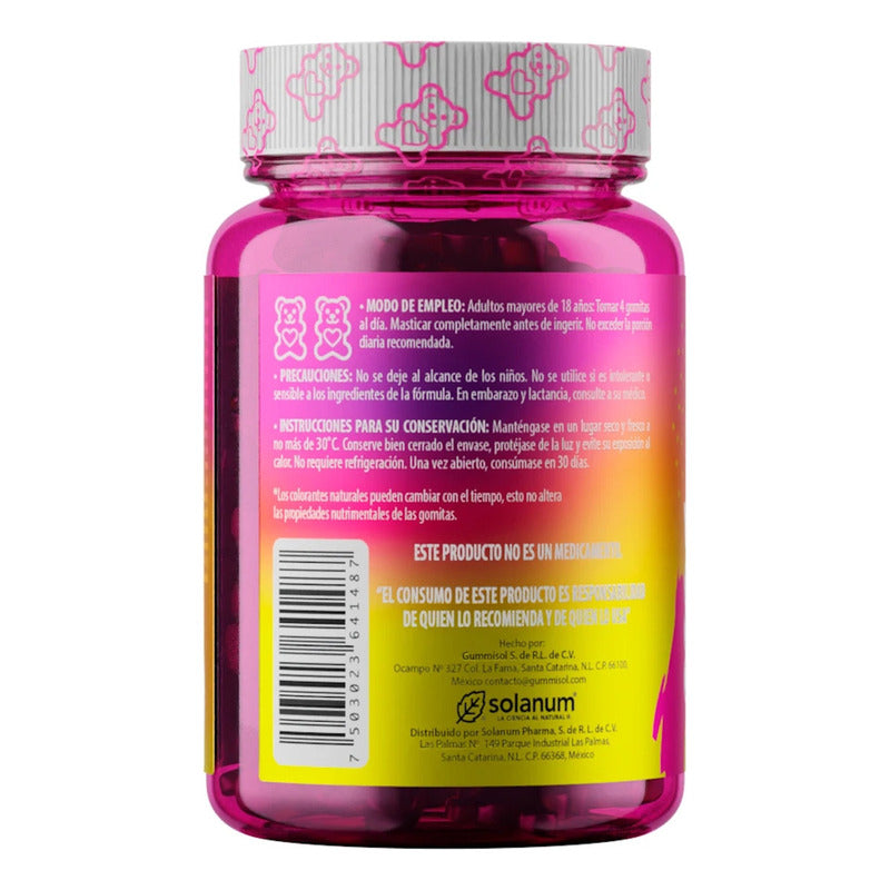 Solanum Multi Vitaminas Mujer Gomitas Sin Gluten Sabor Frutos Rojos 60pz