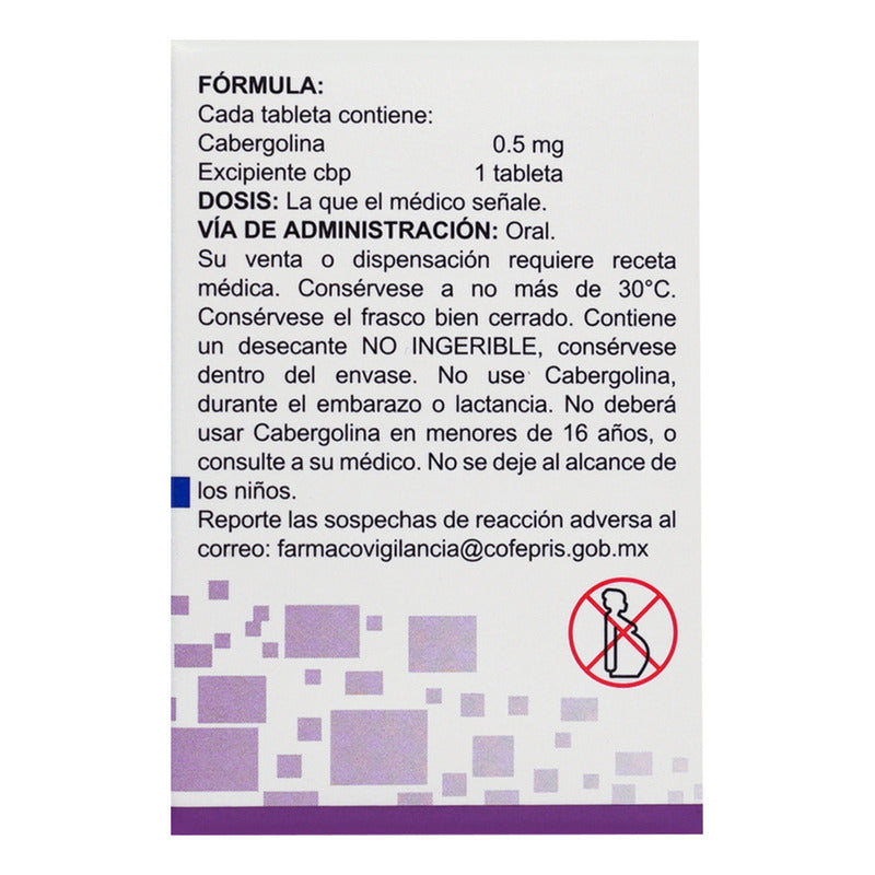 Cabergolina Ultra Cabergolina 0.5 Mg Frasco C/2 Tabletas - Ultra Laboratorios, S.a. De C.v.
