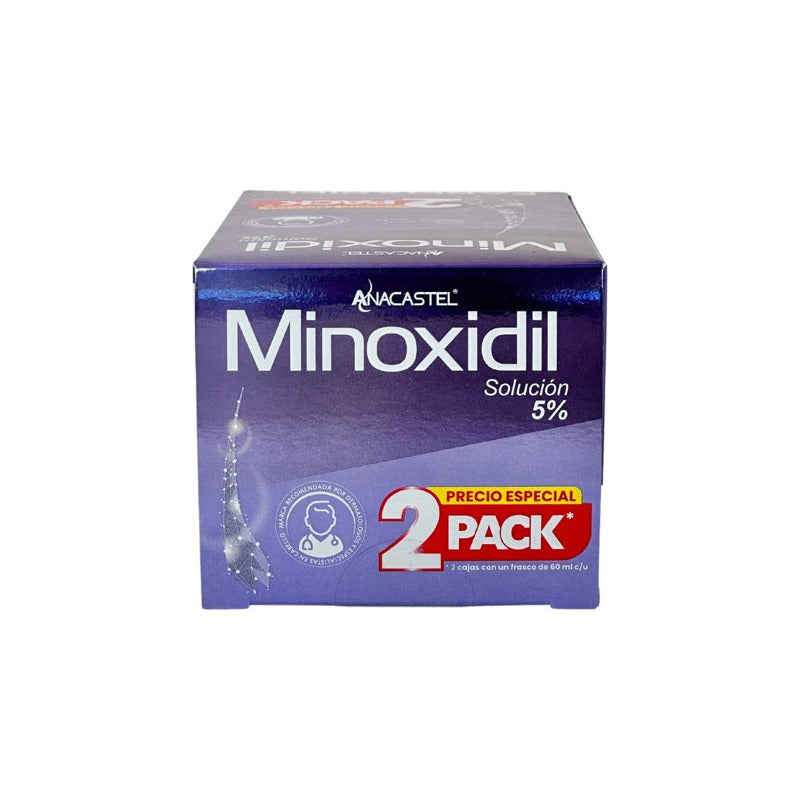 Pack 2 Minoxidil Solución 5% 2 Frascos Con 60 Ml C/u
